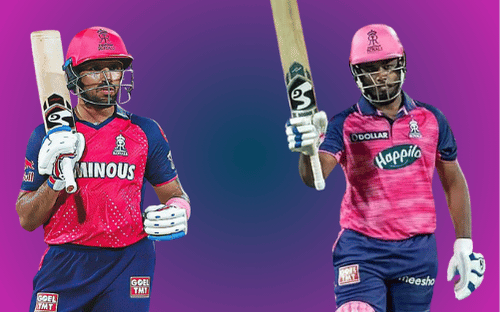 KKR vs RR: Dhruv jurel and Sanju Samson in Rajasthan Royal team jersey.