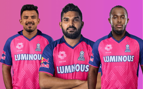 PBKS vs RR: Maheesh Theekshana, Wanindu Hasaranga and Jofra Archer in Rajasthan team jersey.
