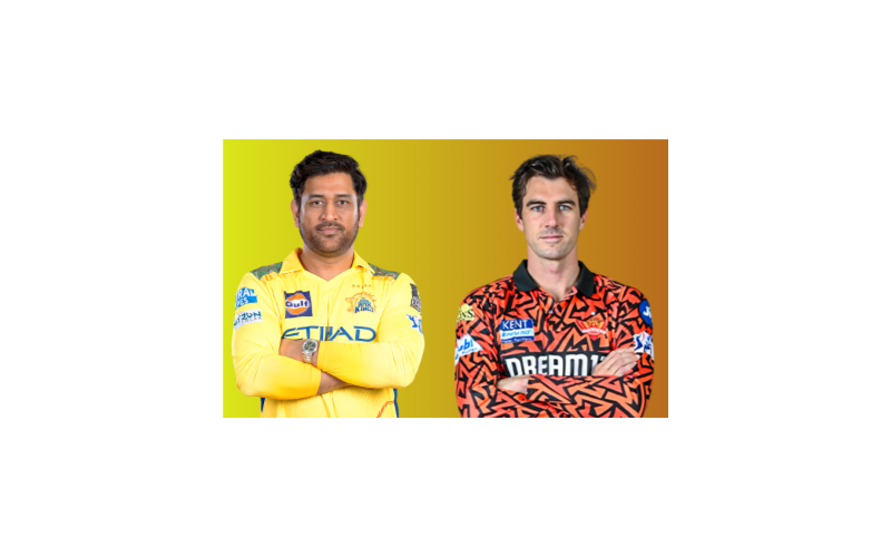 CSK vs SRH: MS Dhoni and Pat Cummins in their IPL team jersey.