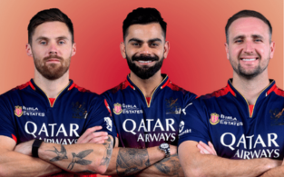 RCB vs DC: Phil Salt, Virat Kohli and Liam Livingstone in Bangalore IPL team jersey.